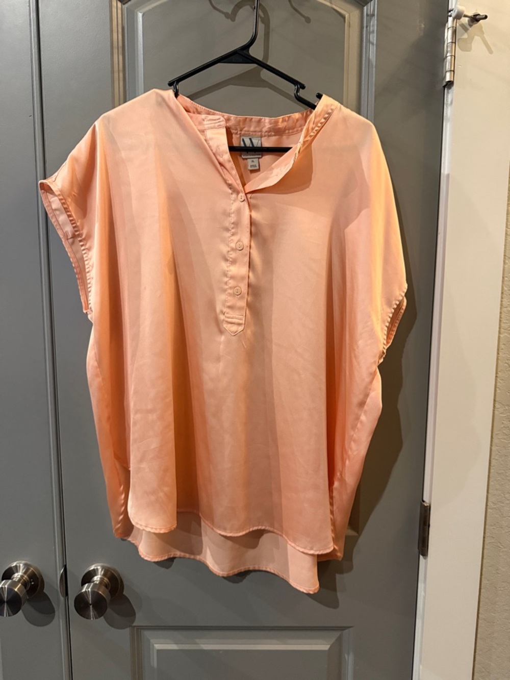 Worthington Peach Short-Sleeve Henley Blouse